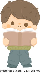 young kid read a book. cute student in classroom , back to school learning activity. sitting on floor. working for homework. school child posture. 