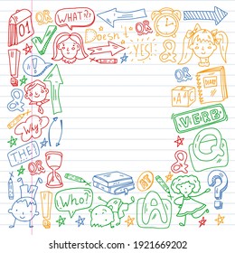 Young kids. School children. English courses. English language.