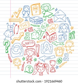 Young kids. School children. English courses. English language.