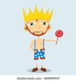the young king in his underwear with lollipop