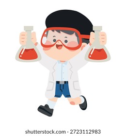A young lab character showing curiosity discovery enthusiasm learning science education creativity experiment concept and positive academic imagination