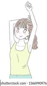 Young ladies stretch their backs