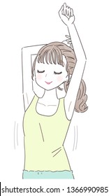 Young ladies stretch their backs