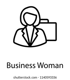 A young lady with the briefcase graphic representing business woman 