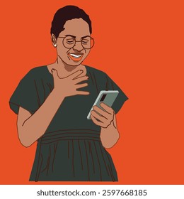 young lady checking her phone messages