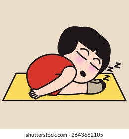 Young Lady Do Sleeping Stretch Concept Cartoon Character illustration