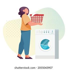 Young Lady Doing Laundry - Stock Illustration As EPS 10 File