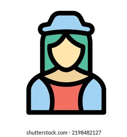 young lady  Fill Vector Icon easily modified

