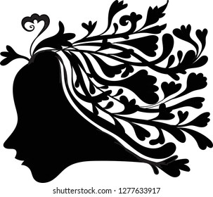 The young lady. Hand drawn vector illustration. For graphic design, pattern,background,books illustration,decoration,magazine,logo,advertisement,clip arts,greeting cards.