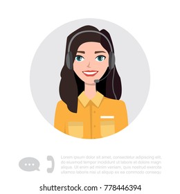 Young Lady With Headset Vector Character