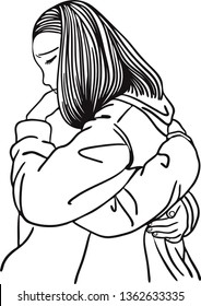 The young lady is hugging someone thinking that missing forever.