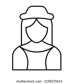 young lady  Line Vector Icon easily modified