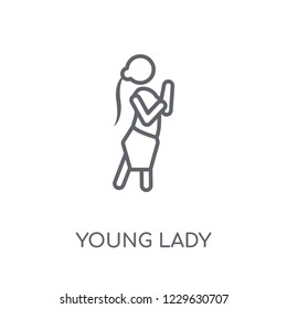 Young Lady linear icon. Modern outline Young Lady logo concept on white background from Ladies collection. Suitable for use on web apps, mobile apps and print media.