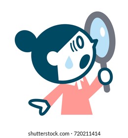 Young lady looking into the loupe