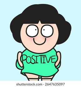 Young Lady With An Open Hands For Positive Mind Concept Cartoon Character illustration
