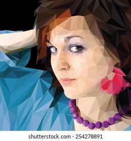 Young lady portrait in triangle style