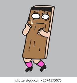 Young Lady Scared Stiff As A Board Concept Cartoon Character illustration