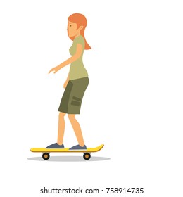 Young Lady Slide her Skate board 