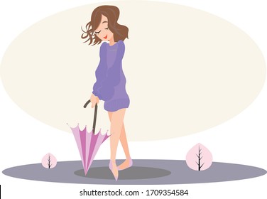 junge Dame mit Regenschirm