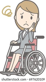 A young lady in a suit is having trouble getting on a wheelchair Illustration