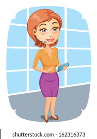 Young Lady Taking Order On Tablet