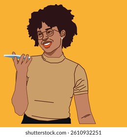 Young lady talking to her mobile phone smiling