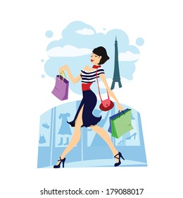 Young lady walking on shopping