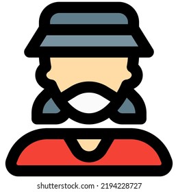 Young lady wearing boat hat and face mask.