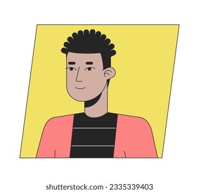 Young latin american men with short hair flat color cartoon avatar icon. Editable 2D user portrait linear illustration. Isolated vector face profile clipart. Userpic, person head and shoulders
