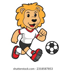 Young Lion Soccer Mascot Pose 2