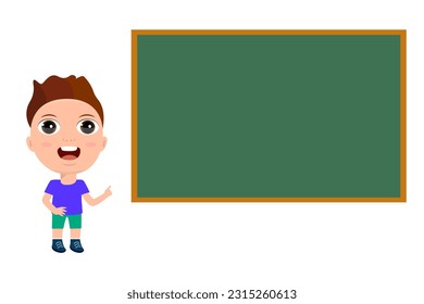 young little boy girl lesson classroom blackboard showing pointing elementary school concept design