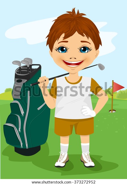 Young Little Boy Golf Club Stock Vector (Royalty Free) 373272952 ...