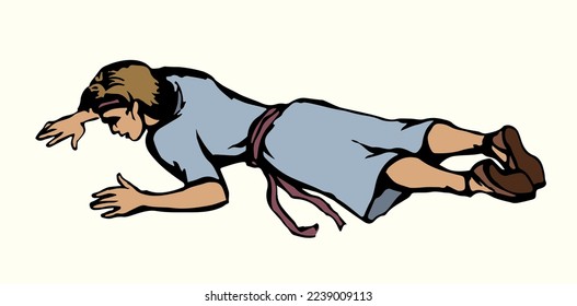 Young lost ill sick faint tired sad grief drinker jewish male kid boy guy nap cry ask god rest. Hand drawn unwell drunk drug sleepy relax arab girl pain face weep aid old retro muslim islam vector art