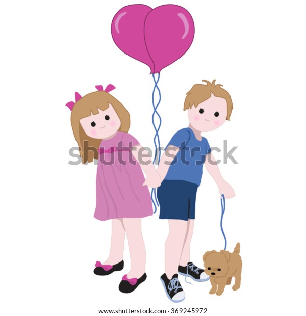 Young Love Cute Valentine Drawing Young Stock Vector
