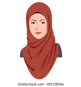 Young Lovely Muslim Girl Vector Flat Design Art