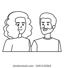 young lovers couple avatars characters