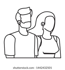 young lovers couple avatars characters