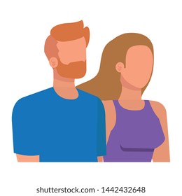 young lovers couple avatars characters
