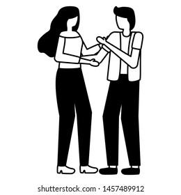 young lovers couple avatars characters vector illustration design