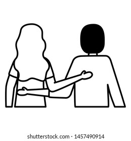young lovers couple avatars characters vector illustration design