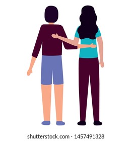 young lovers couple avatars characters vector illustration design