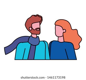 young lovers couple avatars characters