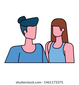 young lovers couple avatars characters