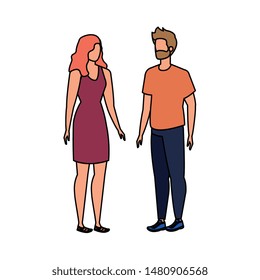 young lovers couple avatars characters