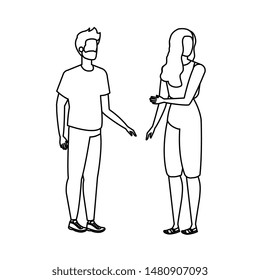 young lovers couple avatars characters