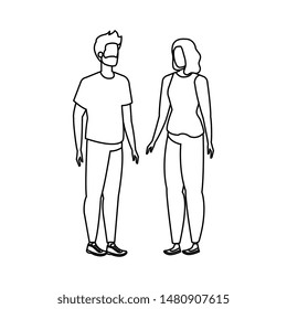 young lovers couple avatars characters
