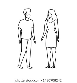 young lovers couple avatars characters
