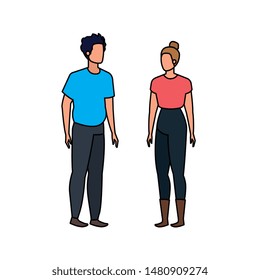 young lovers couple avatars characters