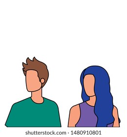 young lovers couple avatars characters