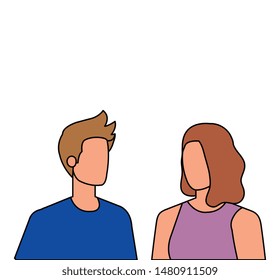 young lovers couple avatars characters